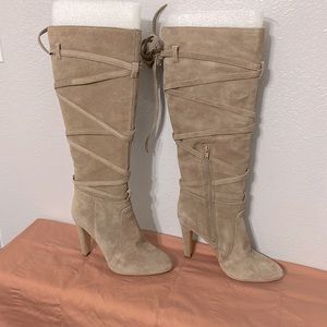 Vince Camuto suede taupe lace-up boots 7.5